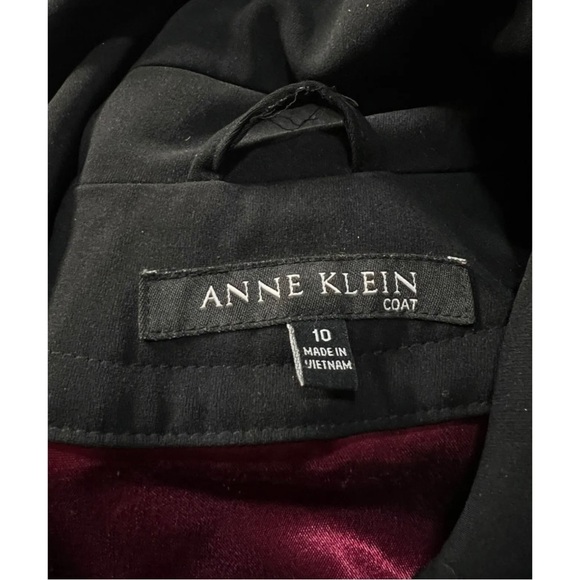 Anne Klein Womens Sz 10 Long Black Satin Lined Coat Removable Lining RARE - Picture 6 of 9